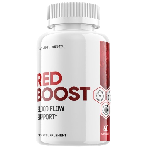 Product photo Red Boost - Men's Health Supplement - Packaging with red lettering.